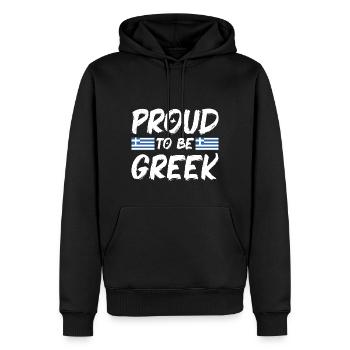 Griechenland Flagge Hellas Athen Griechische Fahne - Männer Premium Bio Hoodie - Schwarz - Vorne - Nico (187cm)