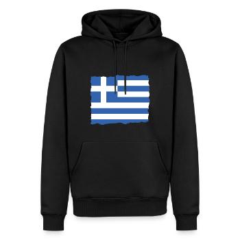 Drapeau de la Grèce Hellas Athènes Drapeau de la Grèce - Sweat à capuche Premium bio Homme - noir - Devant - Nico (187cm)