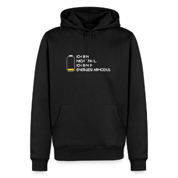 Nicht Faul - im Energiesparmodus - hell - Männer Premium Bio Hoodie - Schwarz - Vorne - Nico (187cm)