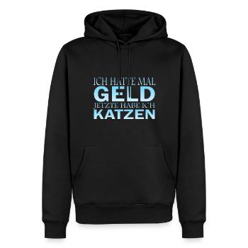 Ich hatte mal Geld, jetzt Katzen - Männer Premium Bio Hoodie - Schwarz - Vorne - Nico (187cm)