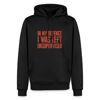 In My Defence I Was Left Unsupervised - Männer Premium Bio Hoodie - Schwarz - Vorne - Nico (187cm)
