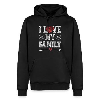 J’aime ma famille - Sweat à capuche Premium bio Homme - noir - Devant - Nico (187cm)
