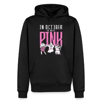 In october we wear pink Pink Ribbon Breast Cancer - Männer Premium Bio Hoodie - Schwarz - Vorne - Nico (187cm)