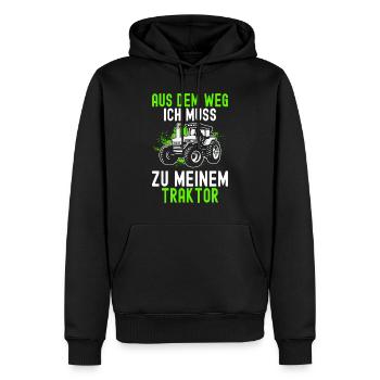Aus Dem Weg Ich Muss Zu Meinem Traktor Landwirt - Männer Premium Bio Hoodie - Schwarz - Vorne - Nico (187cm)