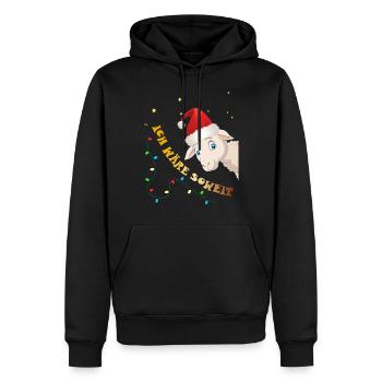 Süßes Schaf mit Mütze Spruchshirt Weihnachten - Männer Premium Bio Hoodie - Schwarz - Vorne - Nico (187cm)
