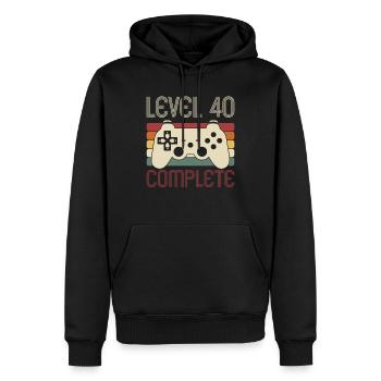Niveau 40 Jeu complet 40 ans Anniversaire - Sweat à capuche Premium bio Homme - noir - Devant - Nico (187cm)
