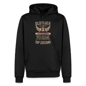 Oldtimer Baujahr 1976 Geboren Jahrgang Geburtstag - Männer Premium Bio Hoodie - Schwarz - Vorne - Nico (187cm)