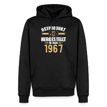 Ostprodukt 55 Geburtstag Mann Frau Jahrgang 1967 - Männer Premium Bio Hoodie - Schwarz - Vorne - Nico (187cm)