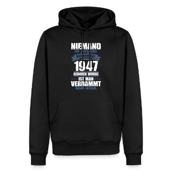 75 Geburtstag Mann Frau Jahrgang 1947 Geboren - Männer Premium Bio Hoodie - Schwarz - Vorne - Nico (187cm)