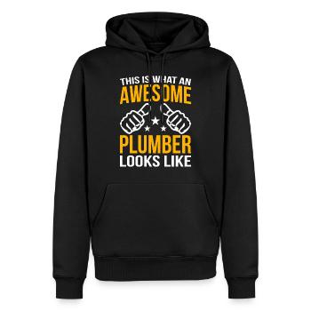 Plombier Plombier - Sweat à capuche Premium bio Homme - noir - Devant - Nico (187cm)