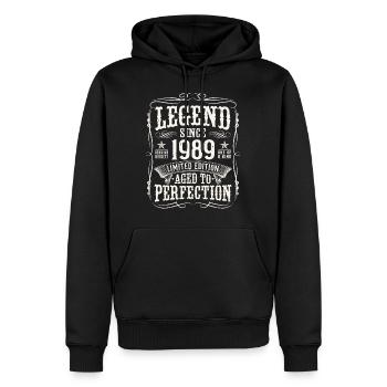 Legend 1989 Vintage Birthday Gift - Men’s Premium Organic Hoodie - black - Front - Nico (187cm)