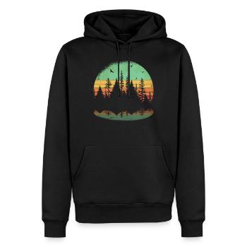 Retro Wald Outdoor Wandern Natur - Männer Premium Bio Hoodie - Schwarz - Vorne - Nico (187cm)