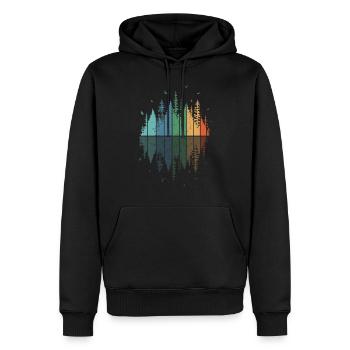 Retro Wald Outdoor Wandern Natur - Männer Premium Bio Hoodie - Schwarz - Vorne - Nico (187cm)