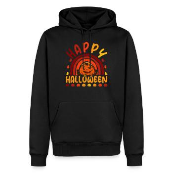 Halloween Regenbogen Happy Hallowen mit Kürbis - Männer Premium Bio Hoodie - Schwarz - Vorne - Nico (187cm)