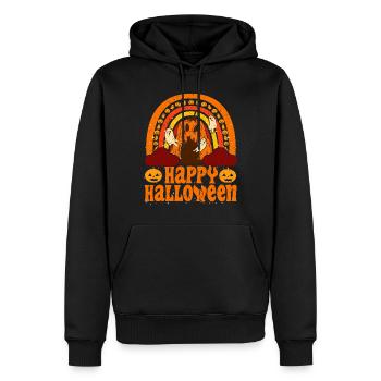 Halloween Rainbow Happy Hallowen avec citrouille - Sweat à capuche Premium bio Homme - noir - Devant - Nico (187cm)