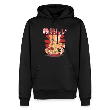 Ramen essende Katze Kawaii Anime Baka japanisches - Männer Premium Bio Hoodie - Schwarz - Vorne - Nico (187cm)