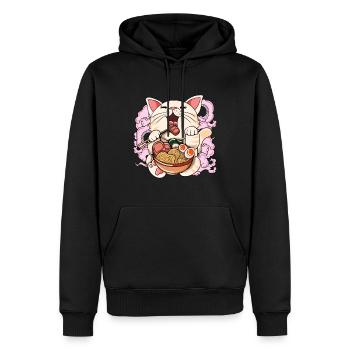 Ramen essende Katze Kawaii Anime Baka japanisches - Männer Premium Bio Hoodie - Schwarz - Vorne - Nico (187cm)