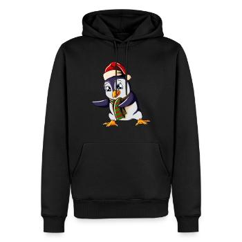 Pinguin mit Weihnachtsmütze Floss Tanz Weihnachten - Männer Premium Bio Hoodie - Schwarz - Vorne - Nico (187cm)