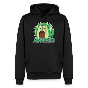 Avocato Mix aus Avocado und Katze für Vegetarier - Männer Premium Bio Hoodie - Schwarz - Vorne - Nico (187cm)