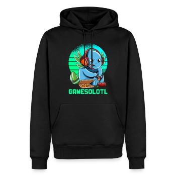 Gamesolotl Axolotl as Gamer with Headset Anime - Men’s Premium Organic Hoodie - black - Front - Nico (187cm)