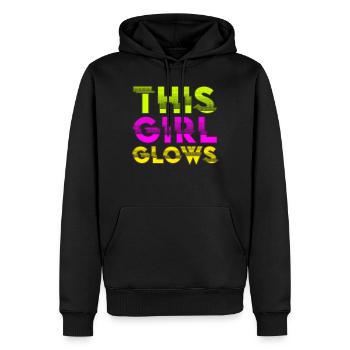 This Girl Glows Party 80er vintage farbenfrohes - Männer Premium Bio Hoodie - Schwarz - Vorne - Nico (187cm)