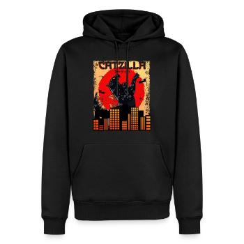 Catzilla Coucher de soleil japonais drôle Japon - Sweat à capuche Premium bio Homme - noir - Devant - Nico (187cm)