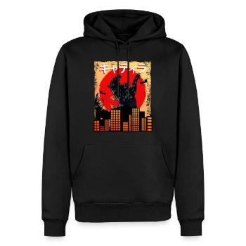 Catzilla Coucher de soleil japonais drôle Japon - Sweat à capuche Premium bio Homme - noir - Devant - Nico (187cm)