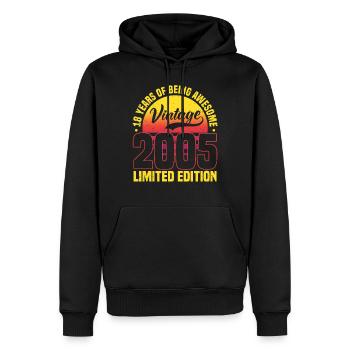18 ans Millésime 2005 Edition Limitée 18. - Sweat à capuche Premium bio Homme - noir - Devant - Nico (187cm)