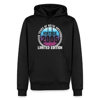 18 years old Vintage 2005 Limited Edition 18. - Men’s Premium Organic Hoodie - black - Front - Nico (187cm)