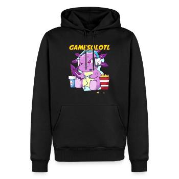Gamesolotl Axolotl as Gamer with Headset Anime - Men’s Premium Organic Hoodie - black - Front - Nico (187cm)