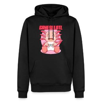Gamesolotl Axolotl as Gamer with Headset Anime - Men’s Premium Organic Hoodie - black - Front - Nico (187cm)