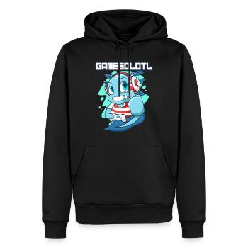 Gamesolotl Axolotl as Gamer with Headset Anime - Men’s Premium Organic Hoodie - black - Front - Nico (187cm)