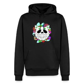 Day of the dead Katze mit Blumen mexikanisches - Männer Premium Bio Hoodie - Schwarz - Vorne - Nico (187cm)