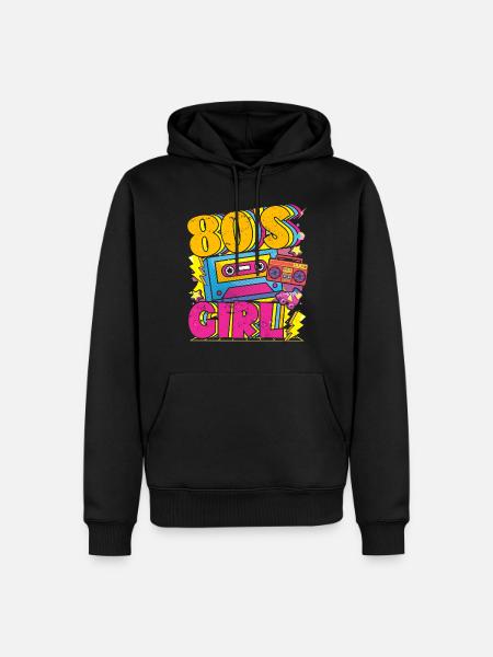 Frauen 80s girl 80er Themen Party Vintage 1980er - Männer Premium Bio Hoodie - Schwarz