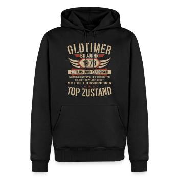 50e anniversaire 50 ans cadeau de voiture classique 1973 - Sweat à capuche Premium bio Homme - noir - Devant - Nico (187cm)