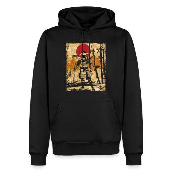 Samouraï Art Japonais Vintage Fighter Rétro - Sweat à capuche Premium bio Homme - noir - Devant - Nico (187cm)