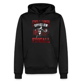 Coole Jungs spielen Fußball Fußballer Kicken - Männer Premium Bio Hoodie - Schwarz - Vorne - Nico (187cm)