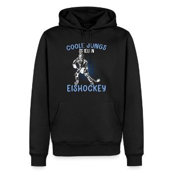 Coole Jungs spielen Eishockey junge Hockey Spieler - Männer Premium Bio Hoodie - Schwarz - Vorne - Nico (187cm)