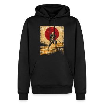 Ninja Art Japonais Vintage Fighter Rétro - Sweat à capuche Premium bio Homme - noir - Devant - Nico (187cm)