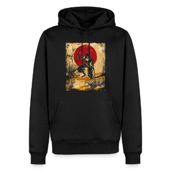 Ninja Art Japonais Vintage Fighter Rétro - Sweat à capuche Premium bio Homme - noir - Devant - Nico (187cm)