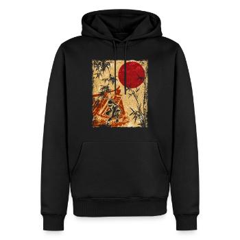 Ninja Art Japonais Vintage Fighter Rétro - Sweat à capuche Premium bio Homme - noir - Devant - Nico (187cm)