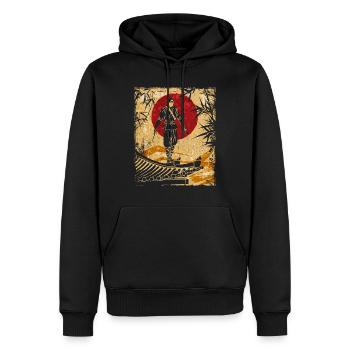 Ninja Art Japonais Vintage Fighter Rétro - Sweat à capuche Premium bio Homme - noir - Devant - Nico (187cm)