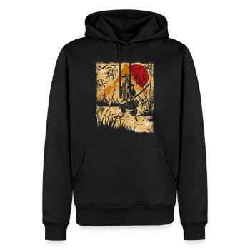 Samouraï Art Japonais Vintage Fighter Rétro - Sweat à capuche Premium bio Homme - noir - Devant - Nico (187cm)