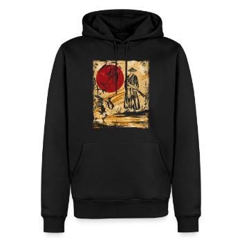 Samouraï Art Japonais Vintage Fighter Rétro - Sweat à capuche Premium bio Homme - noir - Devant - Nico (187cm)
