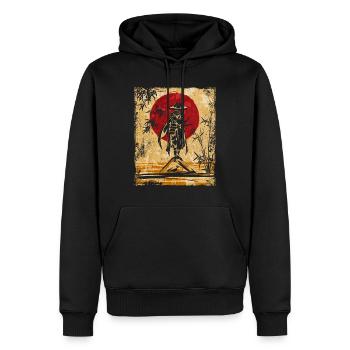 Samouraï Art Japonais Vintage Fighter Rétro - Sweat à capuche Premium bio Homme - noir - Devant - Nico (187cm)
