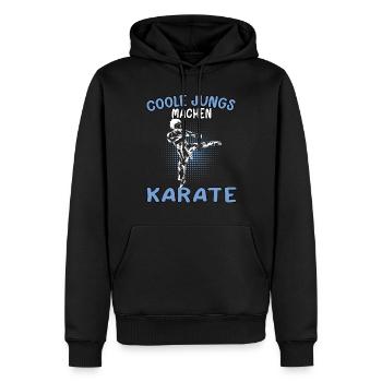 Coole Jungs Karate Karateka asiatischer Kampfsport - Männer Premium Bio Hoodie - Schwarz - Vorne - Nico (187cm)