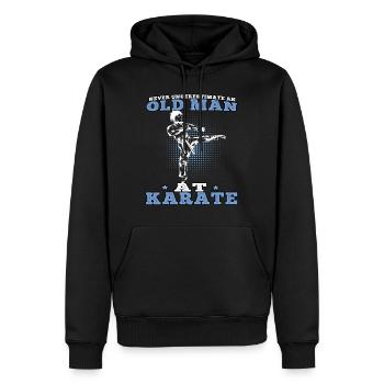 Vieil homme au karatéka karatéka arts martiaux asiatiques - Sweat à capuche Premium bio Homme - noir - Devant - Nico (187cm)