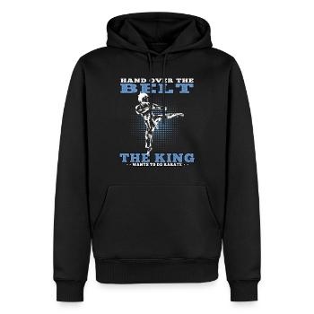 King fait du karaté karatéka arts martiaux asiatiques - Sweat à capuche Premium bio Homme - noir - Devant - Nico (187cm)