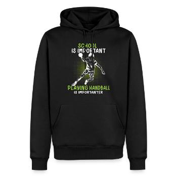 préfère jouer au handball Joueur de handball - Sweat à capuche Premium bio Homme - noir - Devant - Nico (187cm)