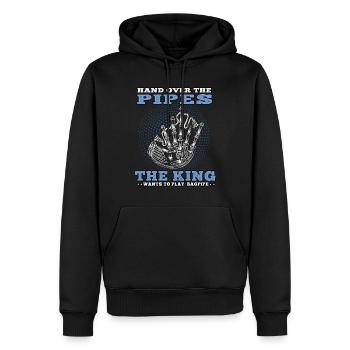 King veut dudel cornemuse écossaise - Sweat à capuche Premium bio Homme - noir - Devant - Nico (187cm)